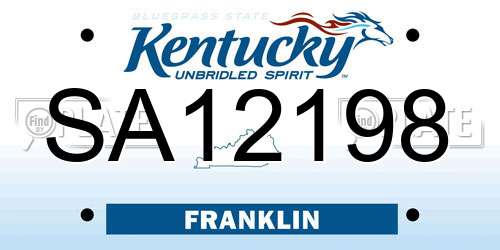 SA12198 Kentucky License Plate