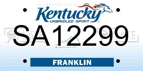 SA12299 Kentucky License Plate