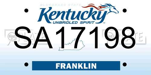 SA17198 Kentucky License Plate