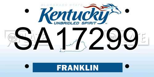 SA17299 Kentucky License Plate