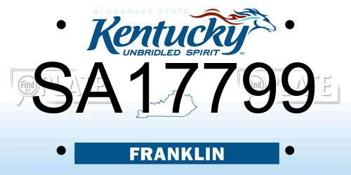 SA17799 Kentucky License Plate