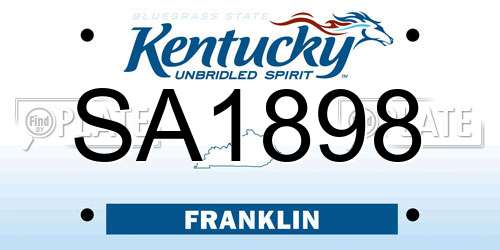 SA1898 Kentucky License Plate