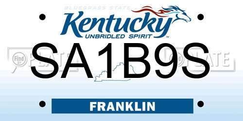 SA1B9S Kentucky License Plate