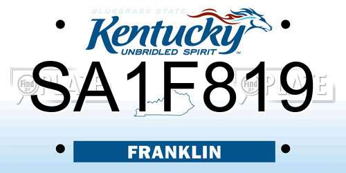 SA1F819 Kentucky License Plate