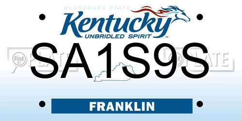 SA1S9S Kentucky License Plate
