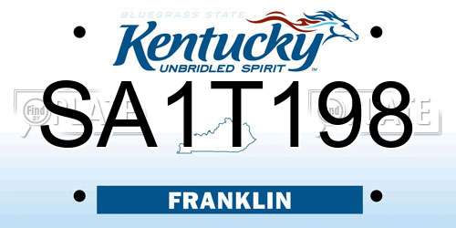 SA1T198 Kentucky License Plate