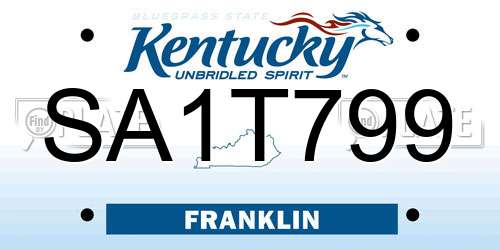 SA1T799 Kentucky License Plate