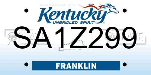 SA1Z299 Kentucky License Plate