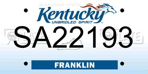 SA22193 Kentucky License Plate