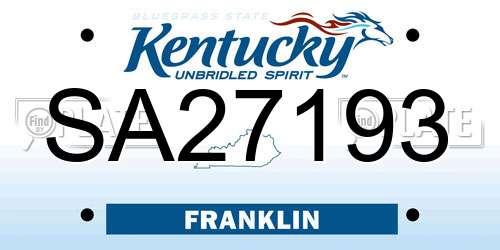 SA27193 Kentucky License Plate