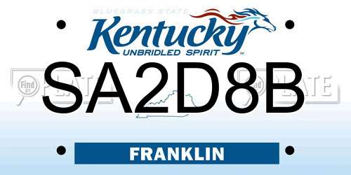 SA2D8B Kentucky License Plate