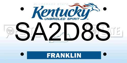 SA2D8S Kentucky License Plate