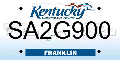 SA2G900 Kentucky License Plate