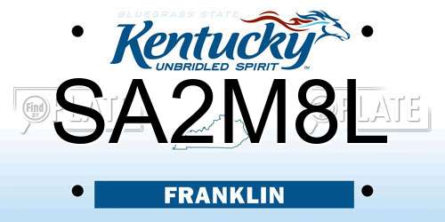 SA2M8L Kentucky License Plate