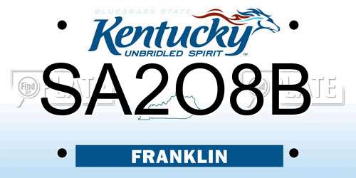 SA2O8B Kentucky License Plate