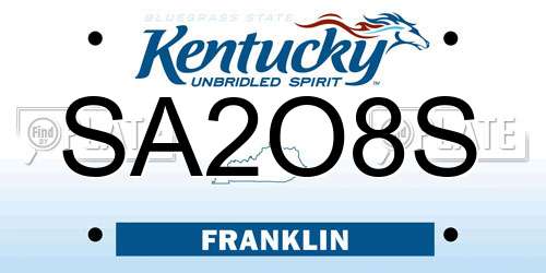 SA2O8S Kentucky License Plate