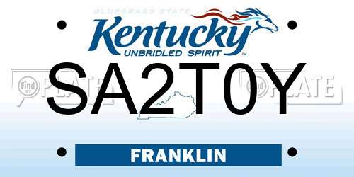 SA2T0Y Kentucky License Plate