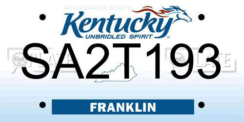 SA2T193 Kentucky License Plate