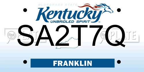 SA2T7Q Kentucky License Plate