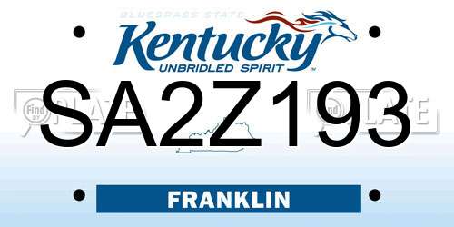 SA2Z193 Kentucky License Plate