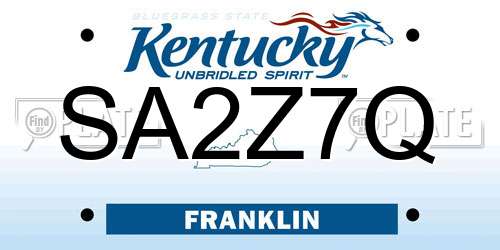 SA2Z7Q Kentucky License Plate