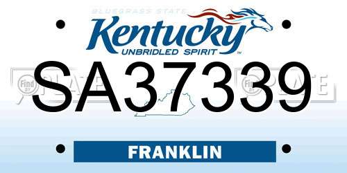 SA37339 Kentucky License Plate
