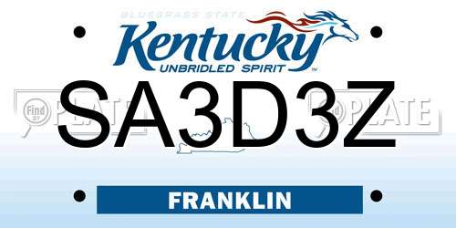 SA3D3Z Kentucky License Plate
