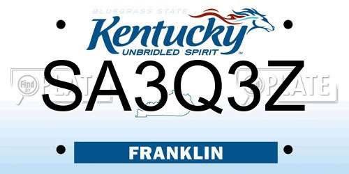 SA3Q3Z Kentucky License Plate