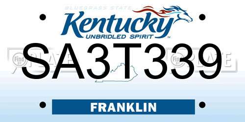 SA3T339 Kentucky License Plate