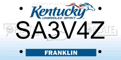 SA3V4Z Kentucky License Plate