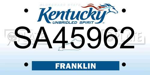 SA45962 Kentucky License Plate
