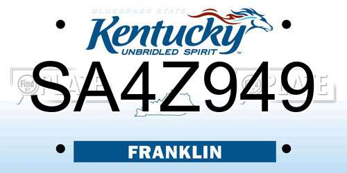 SA4Z949 Kentucky License Plate