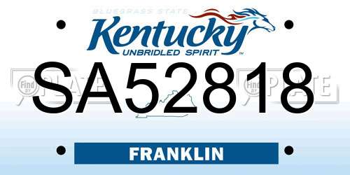 SA52818 Kentucky License Plate