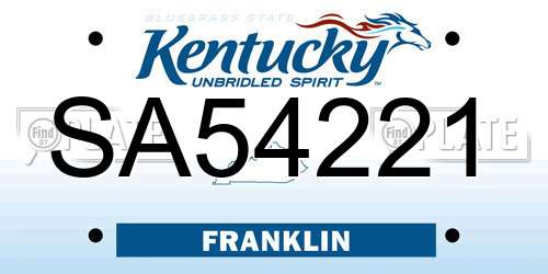 SA54221 Kentucky License Plate