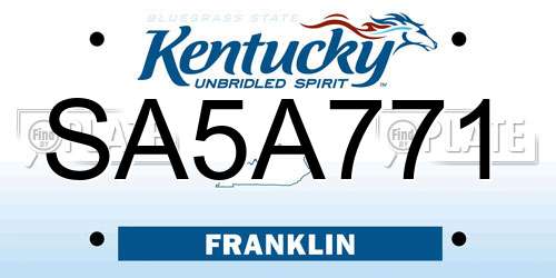 SA5A771 Kentucky License Plate