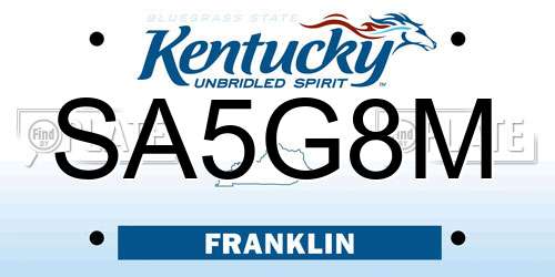 SA5G8M Kentucky License Plate