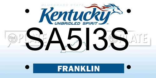 SA5I3S Kentucky License Plate