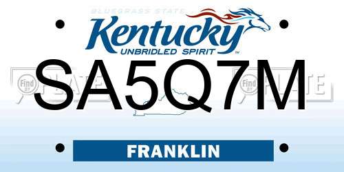 SA5Q7M Kentucky License Plate