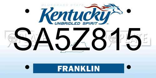 SA5Z815 Kentucky License Plate