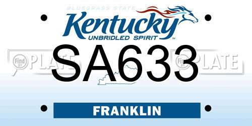 SA633 Kentucky License Plate