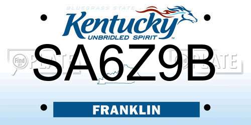 SA6Z9B Kentucky License Plate