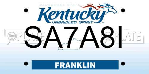 SA7A8I Kentucky License Plate