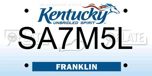 SA7M5L Kentucky License Plate