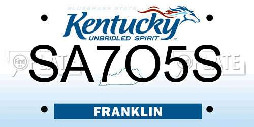 SA7O5S Kentucky License Plate