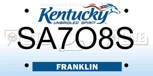 SA7O8S Kentucky License Plate