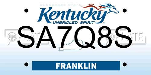 SA7Q8S Kentucky License Plate