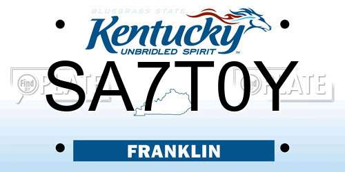 SA7T0Y Kentucky License Plate