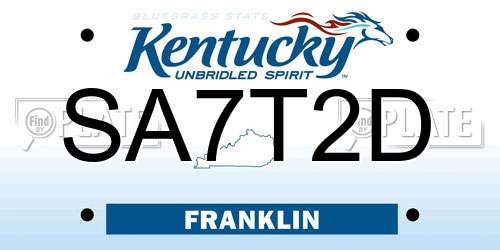 SA7T2D Kentucky License Plate