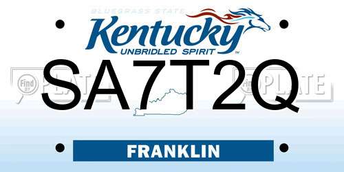SA7T2Q Kentucky License Plate