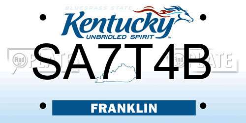 SA7T4B Kentucky License Plate